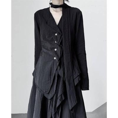 2025 Spring & Autumn Irregular Single-Breasted Shirt Collar Niche Top Set