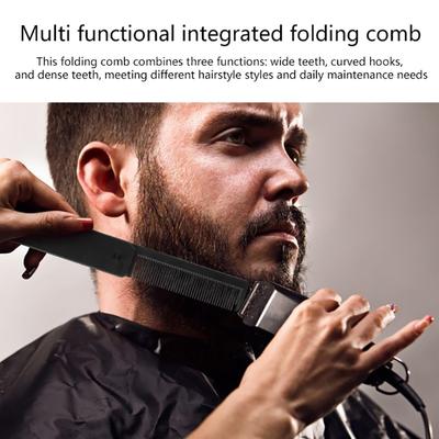Professional 3 In 1 Pocket Folding Combs Wide Tooth Oil Head Comb Beard Combing Barber Hair Clipper Comb Salon Hair Styling Tool