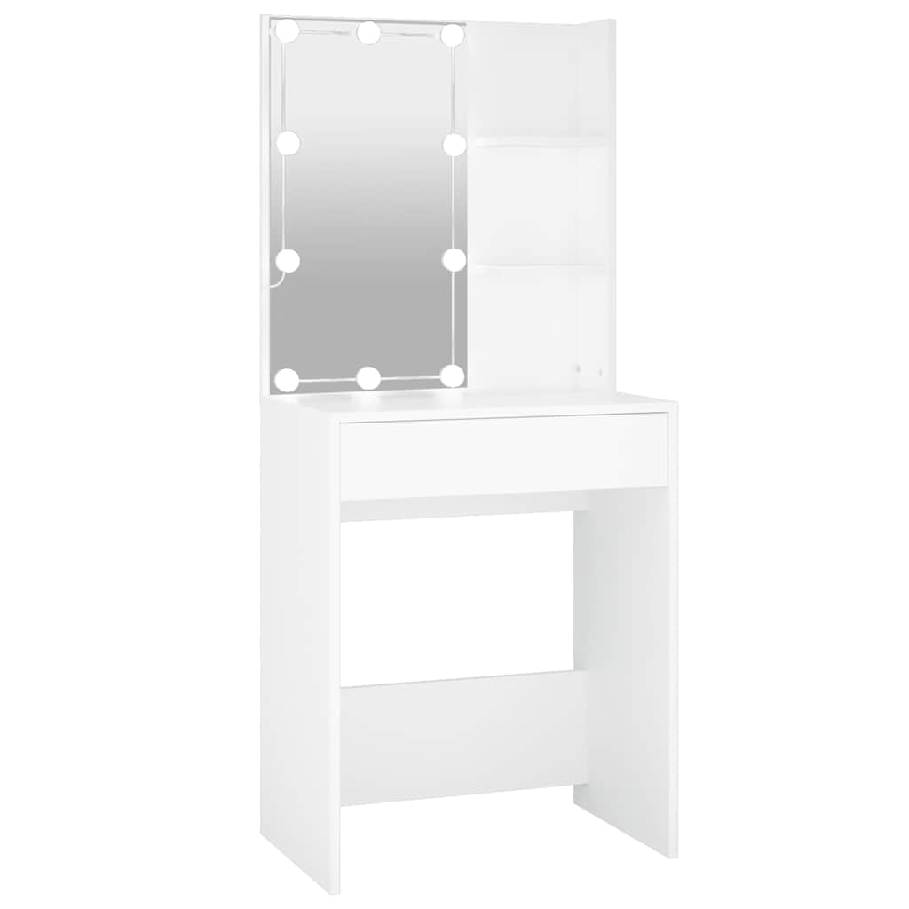 Makeup Table with LED Lights White 60x40x140 cm