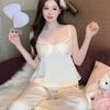 Milk White Pure Desire High-grade Light Luxury Lace Splicing Pajama Set Can Be Worn At Home, Summer Suspender Pajama Cover