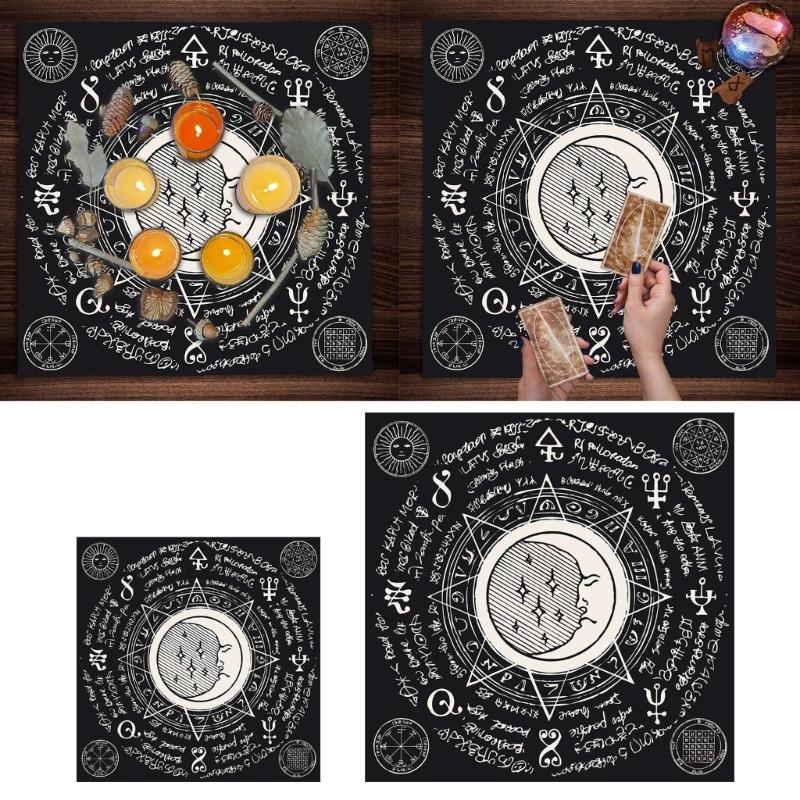 Tarots Tablecloth Rune Divinations Table Cover Astrology Oracles Board Game Mat Square Shape Pendulum Altar Table Cloth