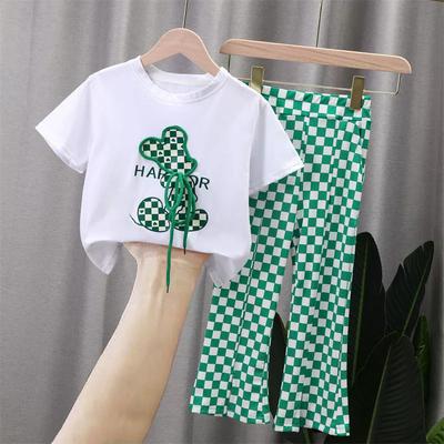 Girls Clothing Sets Summer Kids Fashion T-Shirts Suits Print Short Sleeve Tops+Pants 2Pcs Children Sweet Outfits 2-10 Years