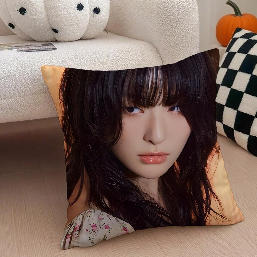 singer charismatic SSeulgi KKang Seulgi Cushion Cover Throw Pillow Cover Hidden Button Durable Polyester Chair Cushion