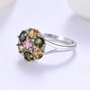925 Sterling Silver Ring with Natural Round 4.0 Colorful Tourmaline Fine Jewelry for Ladies' Daily Gatherings Gift
