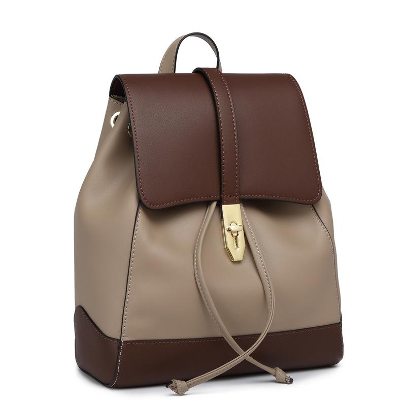 Textured Backpack Women's Backpack Women's Shoulders Genuine Leather Schoolbag College Student Bag