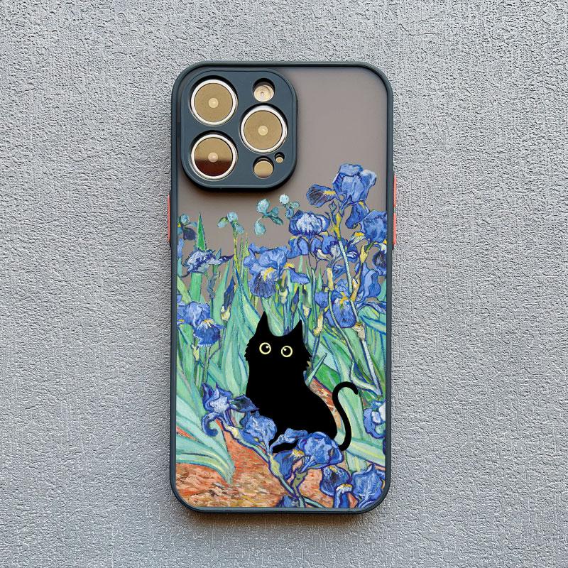 Retro Oil Painting Van-Gogh Cat Phone Case For iPhone 17 16 15 14 Pro Max Plus 13 12 11 Pro Max Mini 16 Plus X XS XR back Shell