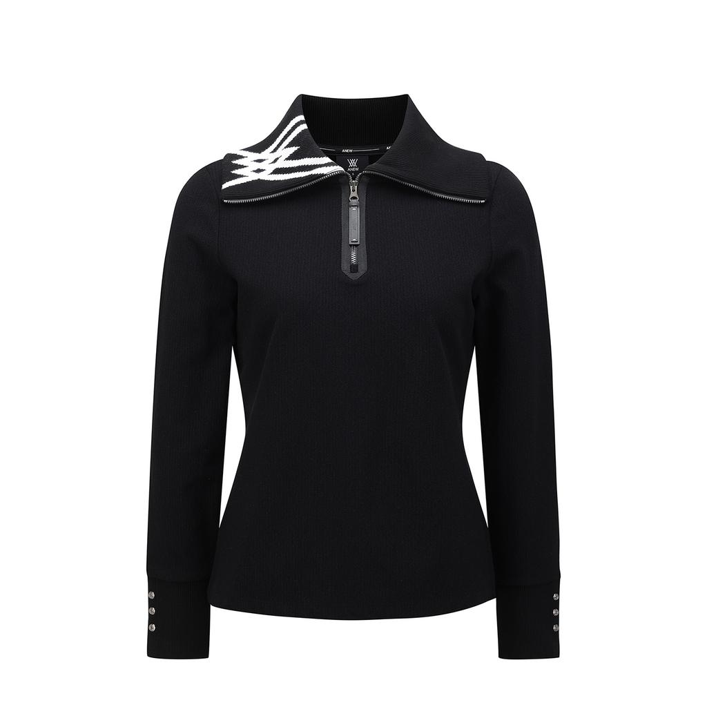 ANEW GOLF W Logo Point Collar L/Ts_Bk