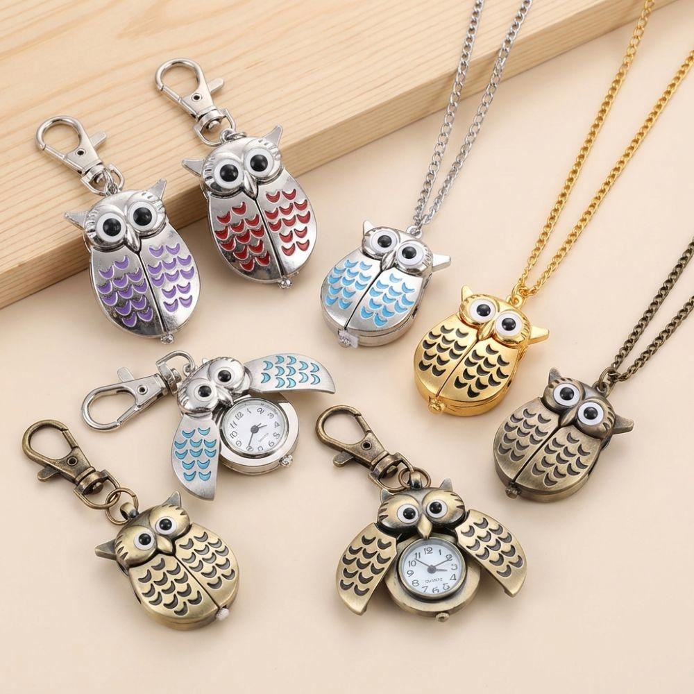 Flip Style Hang Watch Classic Necklace Clock Pocket Watch Keychain  For Unisex Adults Children