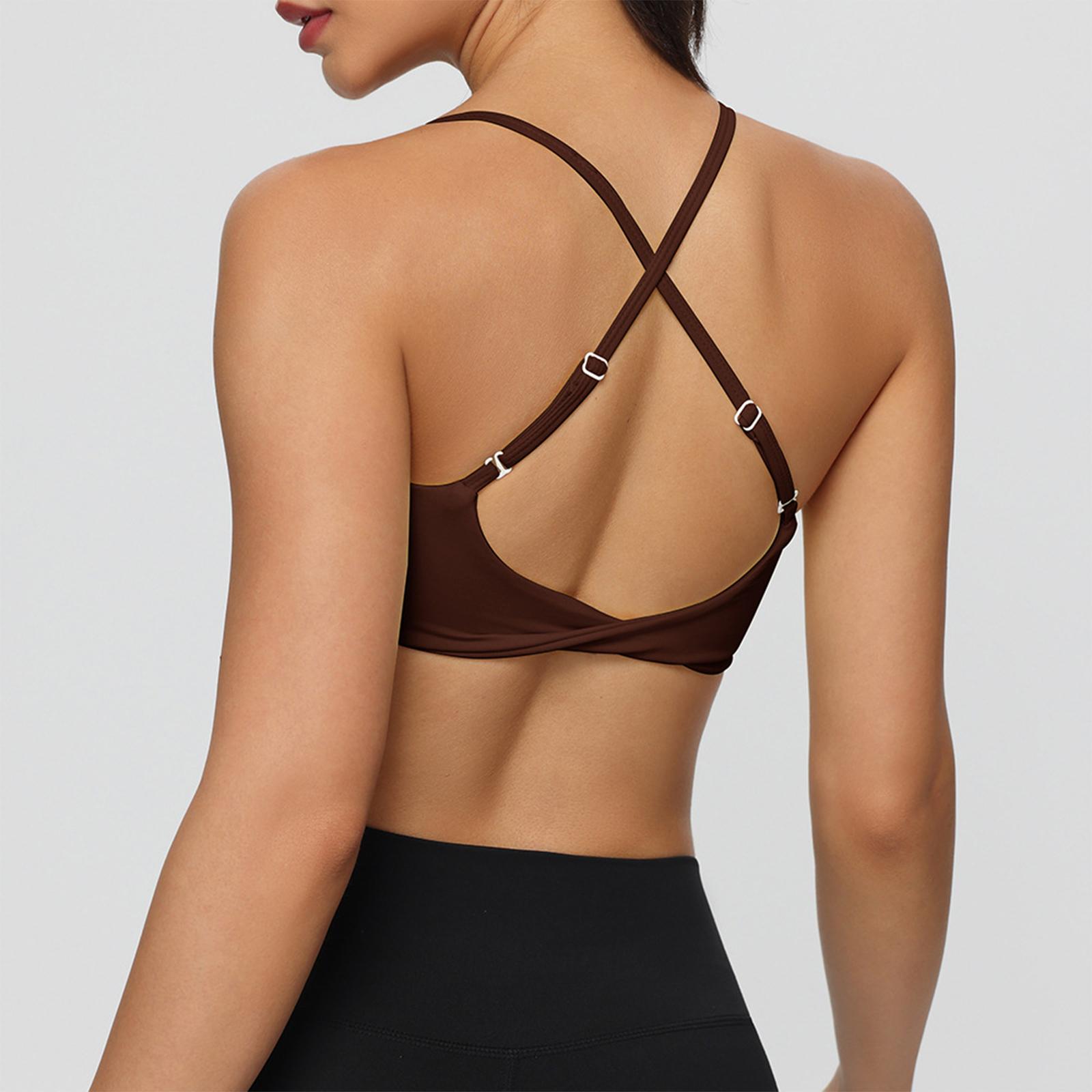

Женский спортивный бюстгальтер с регулируемыми бретелями, для бега, фитнеса, йоги 34 коричневый
