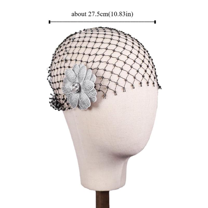 Black Bridal Veils Flower Wedding Headwear French Style Bride Head Net  Hair Jewelry