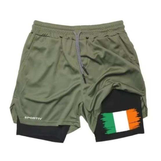 Ireland Flag Camouflage Muay Thai Kick Boxing Shorts Men Women Unisex Casual Sportswear Double Layer Quick Dry Training Sport Gym Fitness Workout