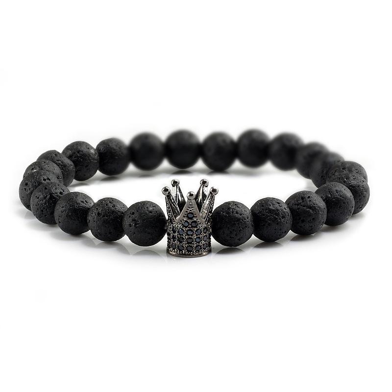 Wish Alloy Turquoise Rhinestone Crown Bracelet: Volcanic Stone Men's Jewelry Gift
