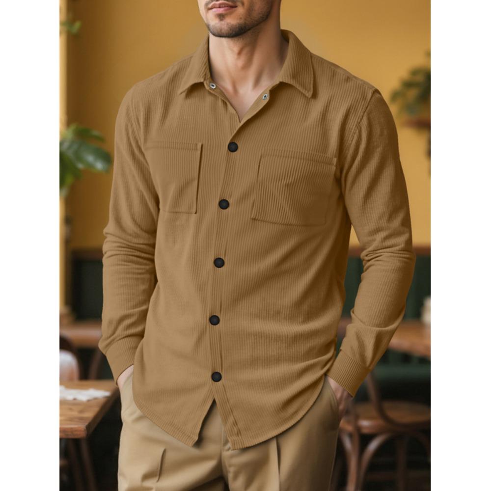 New Spring Autumn Men's Corduroy Shirt Europe Vintage Style Casual Versatile Long Sleeve Workwear Jacket for Men