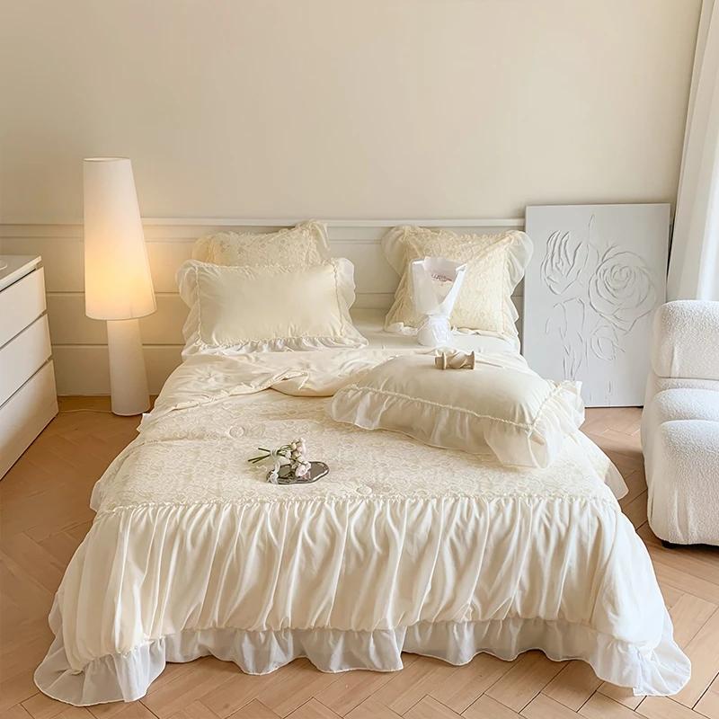 Helena French Style  Summer Quilt Set  New Sweetheart Bow Summer Four Piece Set Soft Cool Blanket Duvet Air-Condition Quilt