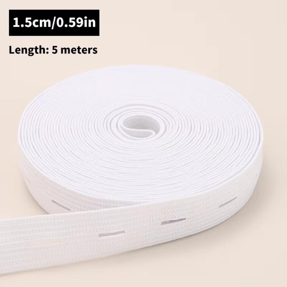 Black White Button Hole Elastic Belt Adjustable Hole Flat Band Elastic Stretch Belt DIY 1.5/2/2.5/3cm Width
