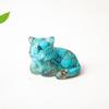 Cat Mini Figurine Resin Craft Home Office Desk Decor With Natural Crystal For Gift Giving