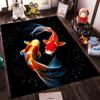 Koi Fish Pattern Carpet with Black Background, Modern Home Decor Rug Suitable for use as an anti-slip for living room bedroom sofas
