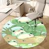1 Stück Süße Froschfamilie Runder Teppich Anime-Design Bürostuhlmatte, Rutschfester Teppich für Heimdekoration