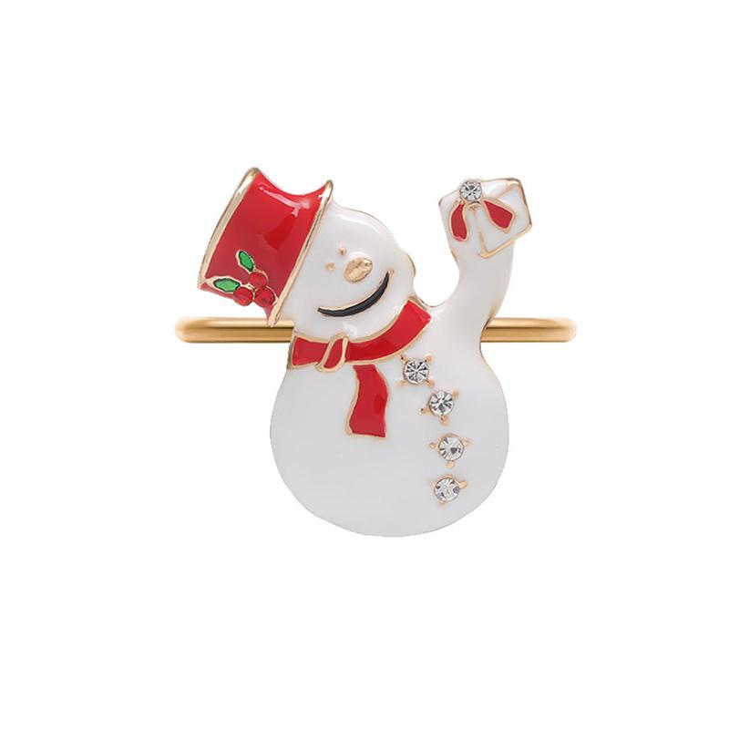 Christmas Napkin Ring Metal Xmas Bell Elk Napkin Holder Flower Wreath Rings Wedding Banquet Hotel Table Decoration Accessories