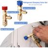 Wolfride 2Pcs Refrigerant Charging Valve Set, Brass Low Loss HVAC Fittings, 1/4" & 5/16" Safety Adapter Flow Control Ball Valve for R22 R410 Air