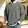 Men Waffle Sweatshirt Quarter Zip Stand Collar Casual Pullover Color Block Long Sleeve Top for Office Street Gym Wear