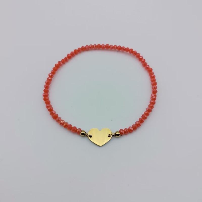 Minimalist Stainless Steel Crystal Bohemian Colored Beaded Heart Bracelet For Women