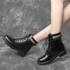 Martensky pro ženy Podzim a zima Nové dámské silné podpatky Silná podrážka Britský styl Podzimní a zimní ležérní kotníkové boty