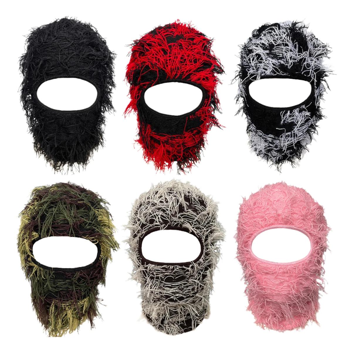 Freedom Outdoors Men's Balaclava Distressed Knitted Full Face Ski Mask For Wo Beanies Hats Skullies Camouflage Winter Warm Bonnet Windproof Hats