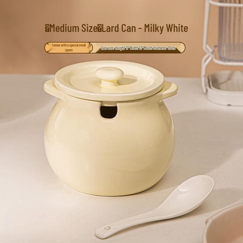 Ru Han Porcelain Double-Eared Lard Pot with Lid