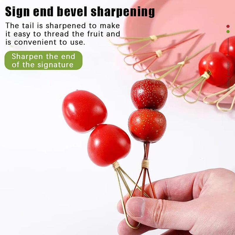 100Pcs Food-Safe Disposable Bamboo Skewers Multipurpose Barbecue, Cocktail, and Appetizer Picks for Home and Event Use