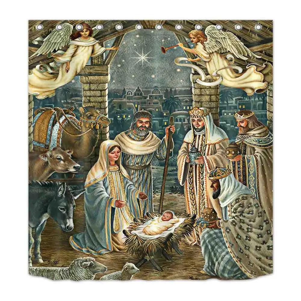 Jesus And His Disciples Shower Curtain Bible Stories Bathroom Waterproof Mildew Resistant Polyester Fabric For Bathtub Decor
