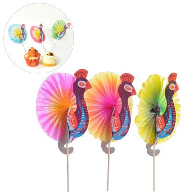 25 peças de palitos de bebida de bambu pavão guarda-chuva cupcake decoração palitos de coquetel topper