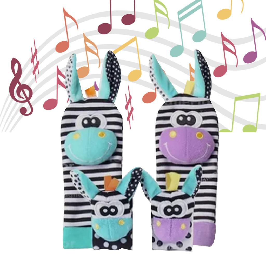 Baby Wrist Rattle Foot Finder Socks Set Animal Shape Plush Stuffed Baby Socks Toys for Newborn Boy Girl 005