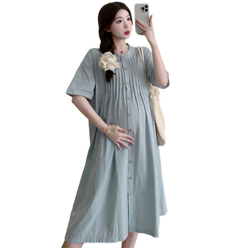 2026 Stylish A-Line Maternity Dress with Short Sleeves
