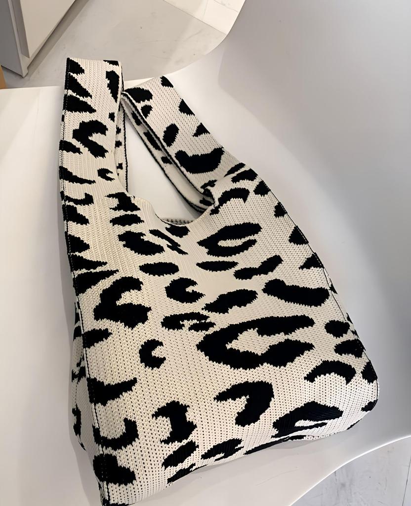 Leopard Print Mini Mini Tote Small Knit [Liberte555] Bag, Bag, Ladies' Bag, Bag, (leopard Print)