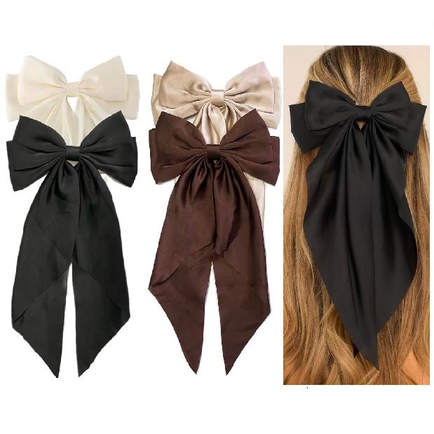Hair Bows for Women Girls 8 PCS Hair Ribbon Bow Hair Clips with Long Tails Vintage Hair Accessories for Women Gifts