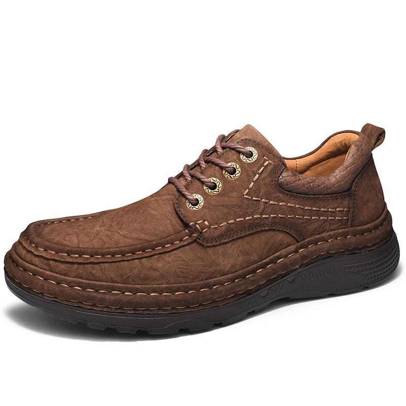 Men's Genuine Leather Slip-on Casual Shoes with Wear-Resistant MD Outsole and Frosted Cowhide Finish
