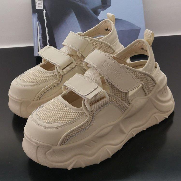 Velcro mesh dad shoes women's 2025 summer new hollow mesh shoes muffin sole casual sandals women's outer wear