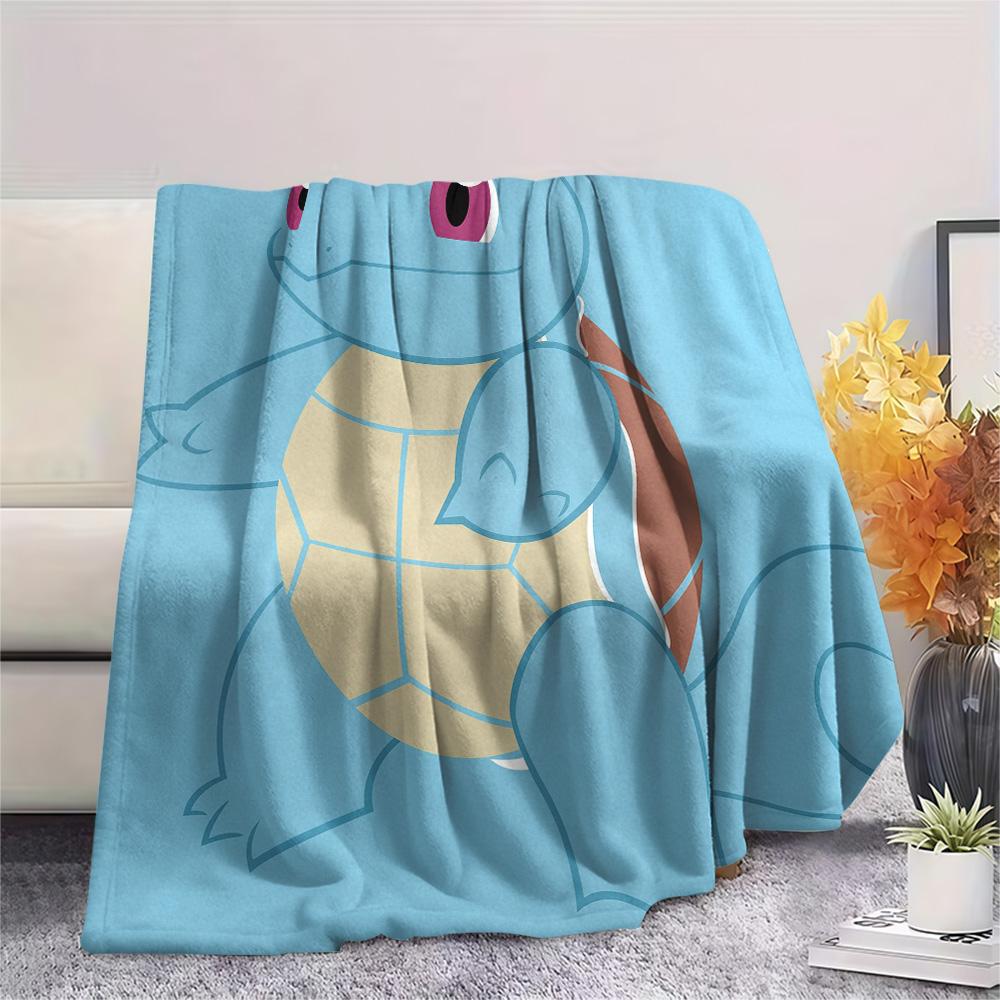 Süße Squirtle-Print Flanelldecke, Hohe Qualität, Bequem für alle Jahreszeiten, Heimdekoration, Wärme und Komfort