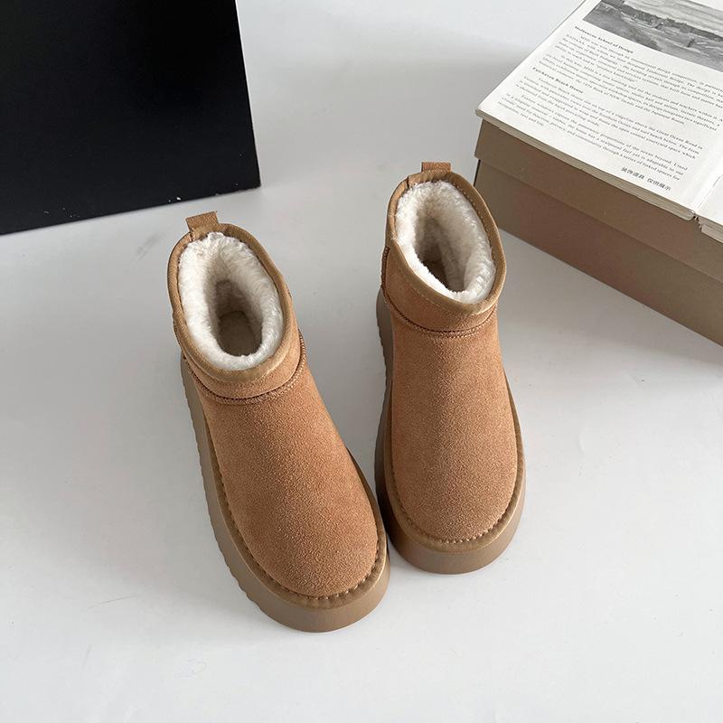 

Женские универсальные зимние ботинки Queen Fan на толстой подошве, новинка осени и зимы 2025 года, теплые и высокие, легкие, нескользящие, супер-огненные маленькие хлопковые ш 40 малиновый