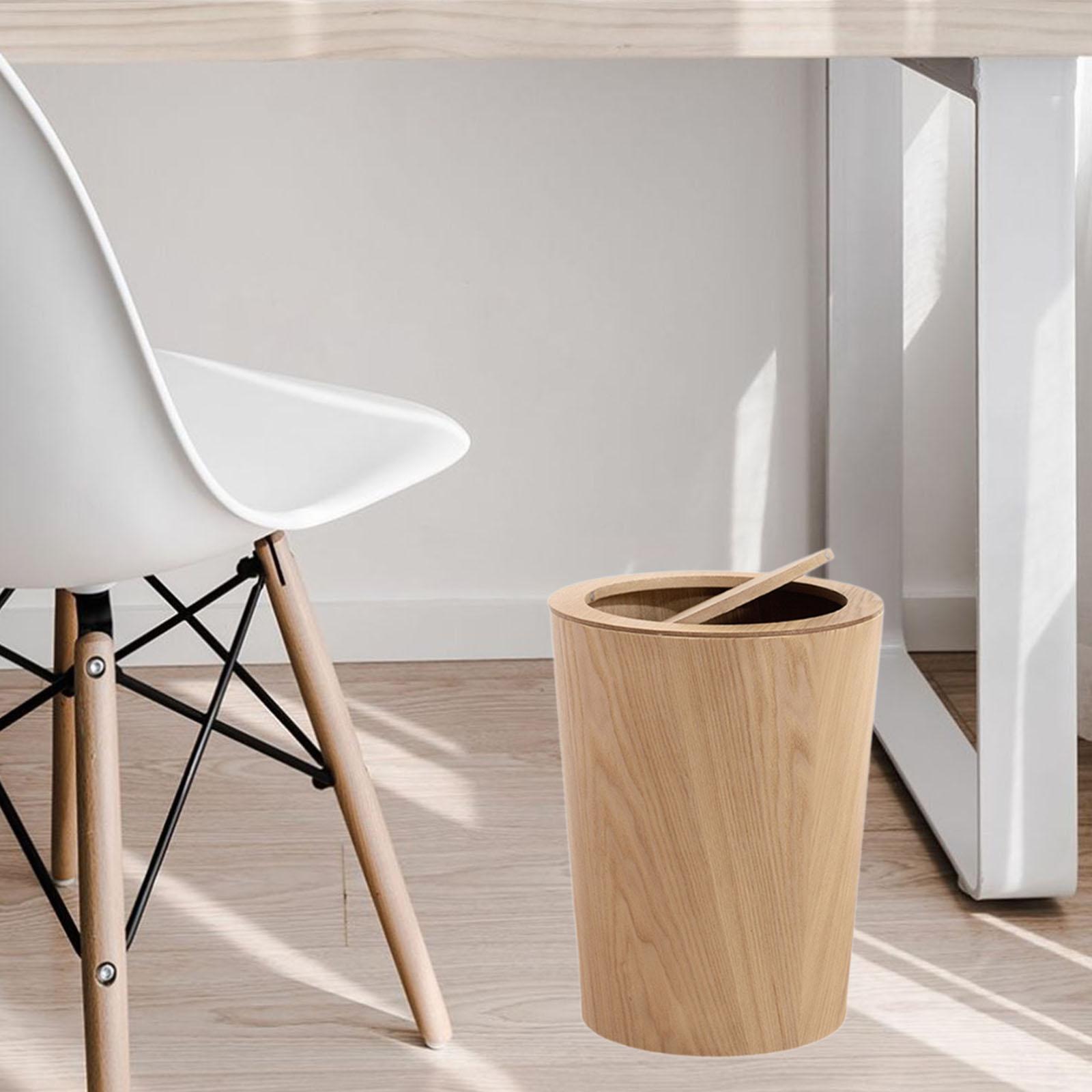 Wood Trash Can with Lid Round with Swing Lid Garbage Bin Trash Bin Garbage Can