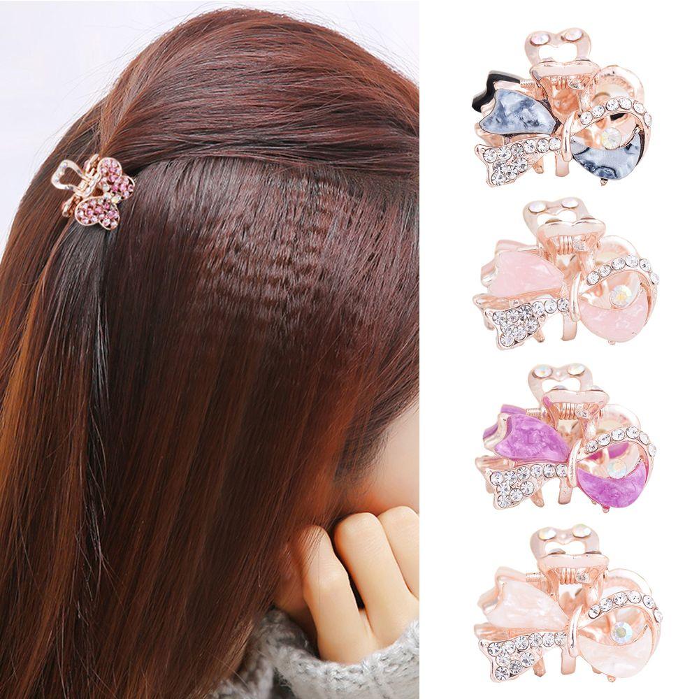 

Korean Style Girls Jewelry Mini Claw Barrette Bowknot Metal Hair Clip Crystal Hairpins