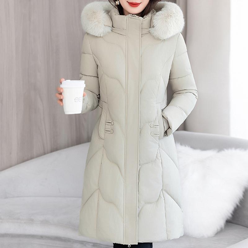 

Плюс размер XL-7XL Женщина среднего возраста длинное пальто зимние парки с капюшоном элегантные свободные толстые теплые женские куртки зимние пальто 7XL бежевый