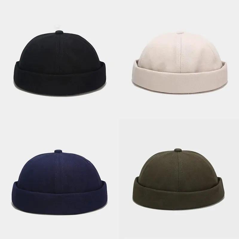Spring and Summer Cotton Solid Docker Cap Brimless Hat Skullies Beanie Hats Landlord Sailor Cap Men and Women 04