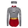 Meisjes Gevangene Kostuum Set Lange Mouw Gestreept Jumpsuit Kruis Drukknopen Bijpassende Tailleband en Gevangene Pet Rollenspel Outfit