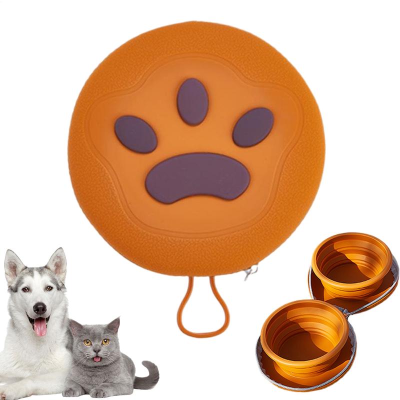 foldable Travel Dog Bowl Foldable Silicone Puppy Feeder Portable 2-in-1 Leak-Proof Lightweight Folding Silicone Dog Feeding Bowl