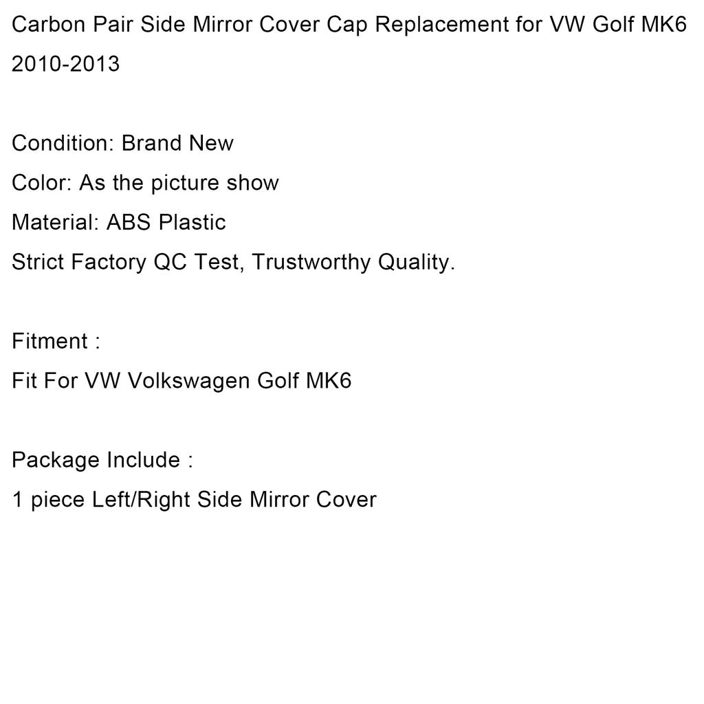 Carbon Paar Seitenspiegelabdeckung Kappe Ersatz für VW Golf MK6 2010-2013