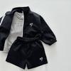 Korean Style 2024 Kids' Casual Letter Jacket & Shorts Set