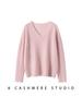 Women's Soft 100% Cashmere V-Neck Sweater - Loose Fit, Long Sleeve, Solid Color Knitwear for Autumn and Winter