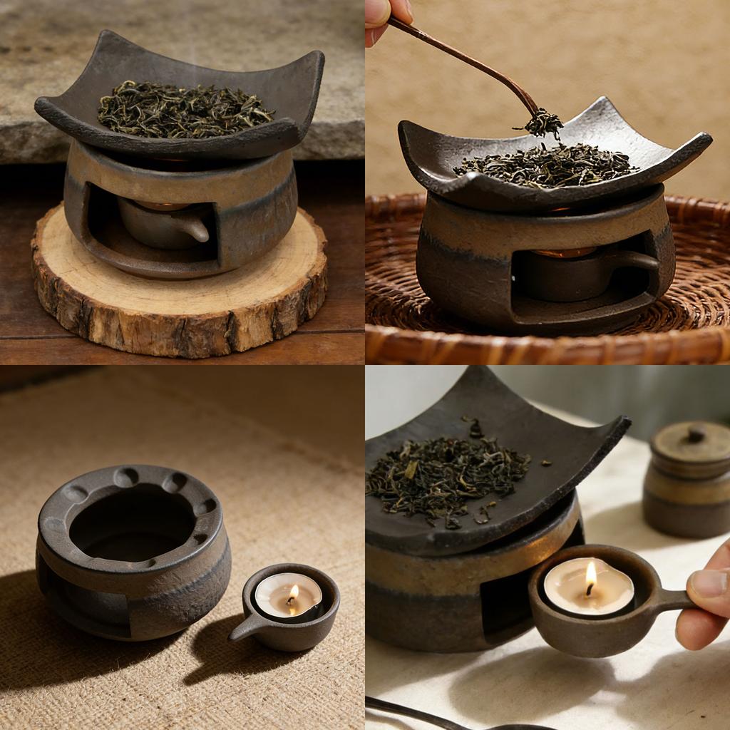 Ceramic Tea Stove Warmer Set Aromatherapy Burner Handmade Ceramic Candle Wax Melt Warmer Tea Ceremony Accessories